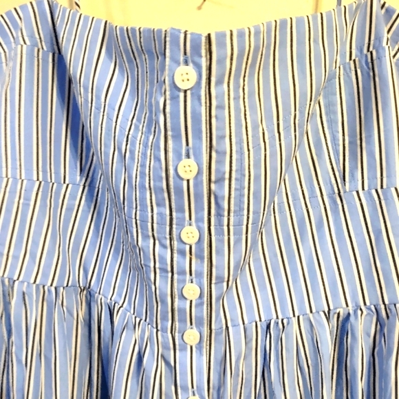 J. Crew A Line Blue and White Striped Maxi Dress with Ruched Bodice - Picture 7 of 7